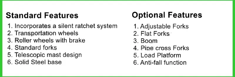 Lift material manual portabel dengan winch satu kecepatan manual 0