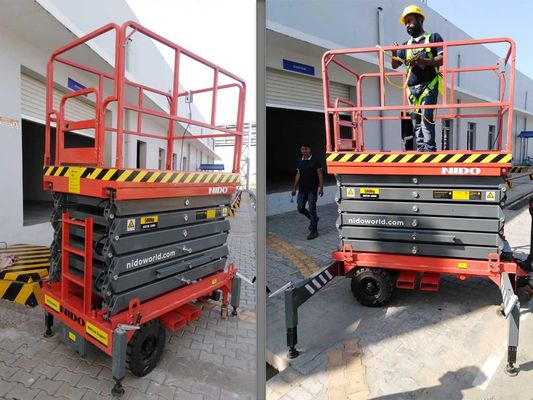 Self Propelled 14m Mobile Scissor Lift Movable Battery Electric Hydraulic Aerial Working