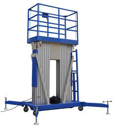 Double Mast 9m Mobile Aerial Work Plaform With Electrical Wheel , Extension Platform