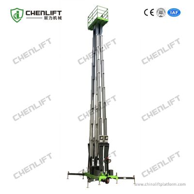 Aluminum Type Aerial Work Platform With Lifting Height 14m Platform Height Quadruple Mast 300Kg
