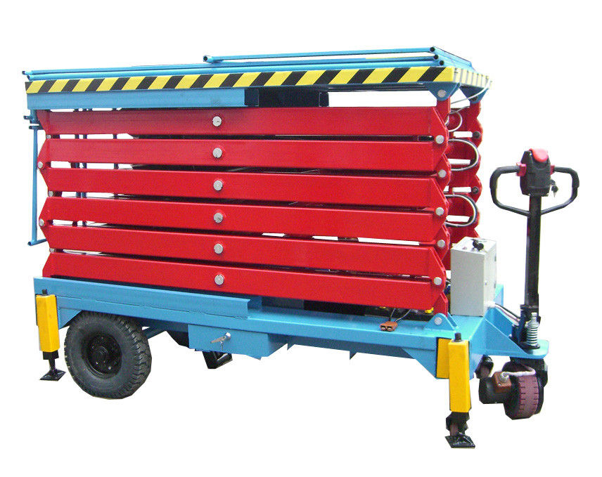 14M Mobile Hydraulic Scissor Lift with Motorized Device Loading Capacity at 450Kg
