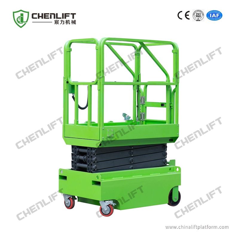 5.9m Mini Manual Pushing Mobile Scissor Lift with Loading Capacity of 240Kg