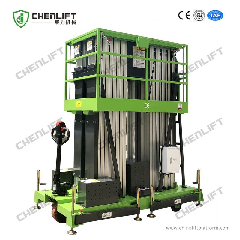 Manual Pushing Aerial Work Platform Verticalt  Lift Triple Mast 250Kg Loading Capacity