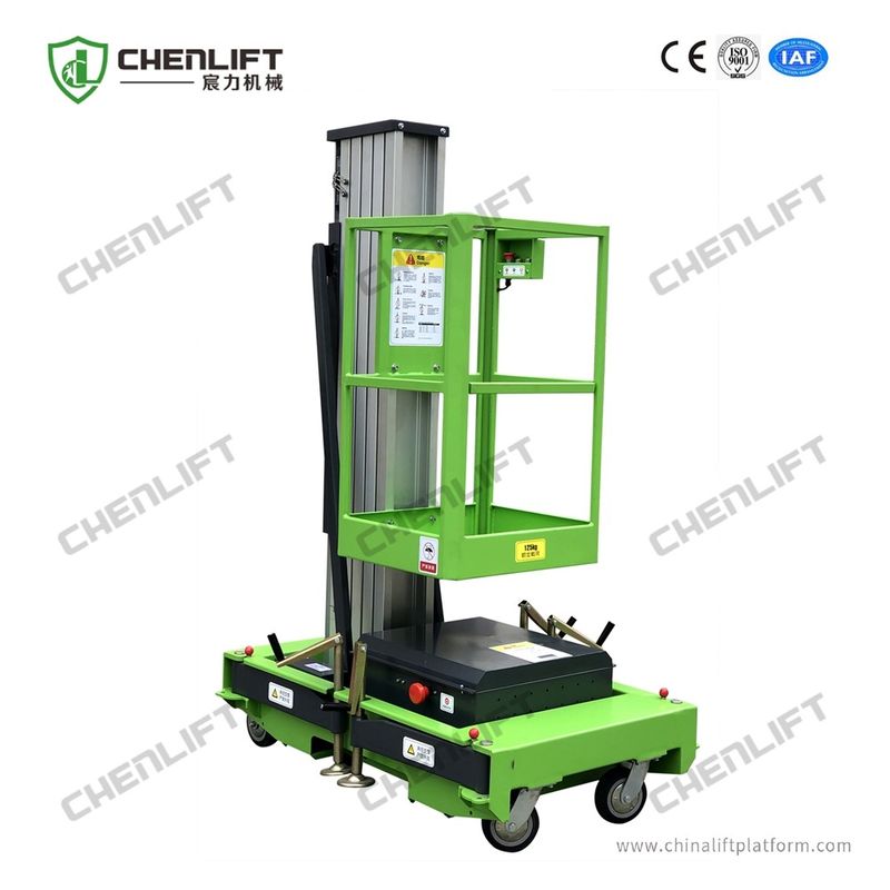 10m Platform Height 130kg Load Capacity Mobile Vertical Lifting Platform With Single Mast